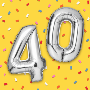 Moonpig 40 Balloon Confetti Typography Card