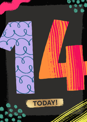 Bright & Bold Illustrated 14 Today Birthday Card