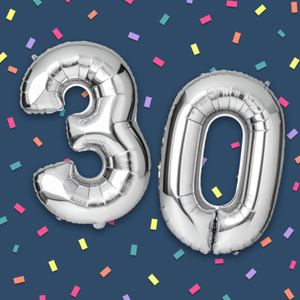 Moonpig 30 Balloon Confetti Typography Card
