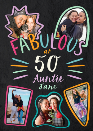 Fabulous At 50 Photo Upload Auntie Birthday Card