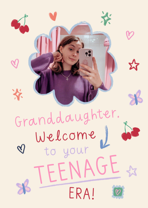 Welcome To Your Teenage Era Photo Upload Granddaughter Card