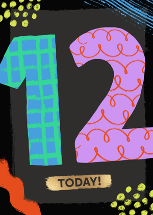 Bright & Bold Illustrated 12 Today Birthday Card