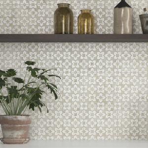 Azrou White Patterned Vintage Effect Wall and Floor Tiles - 200 x 200mm