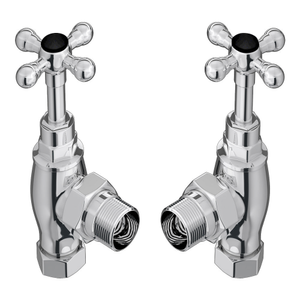 Chatsworth Ashford Chrome Angled Traditional Radiator Valves (Black Indices)