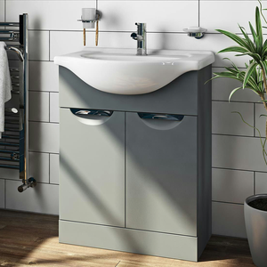 Orchard Elsdon Stone Grey 650mm Floor Standing Vanity Unit with Ceramic Basin