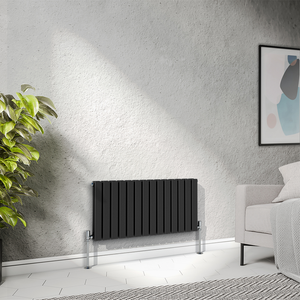 Urban Horizontal Radiator - Matt Black - Double Panel (400mm High x 826mm Wide)