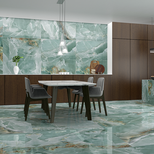 Malavita Polished Green Onyx Marble Effect Wall and Floor Tiles - 600 x 600mm