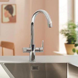 Grohe C-Spout Blue Pure Start Curve Filter Kitchen Mixer Tap - Chrome