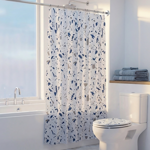 Croydex Blue Terrazzo Design Shower Curtain - 1800 x 1800mm