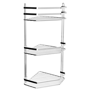 Euroshowers Bathroom Corner Basket Tidy - Triple Tier - Chrome