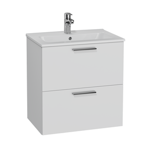 VitrA Evi Gloss White 600mm Wall Hung 2-Drawer Vanity Unit