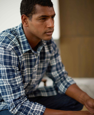 Navy White Brushed Cotton Check Classic Fit Casual Shirt [RTC]