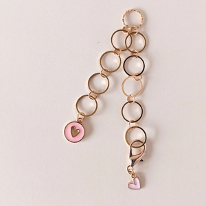 Chaînette compte-rangs petits cœurs - Rose