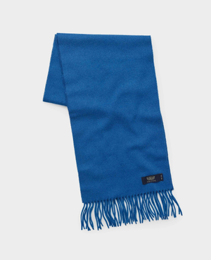 Blue Virgin Wool Fringed Scarf reviews - The Savile Row Company