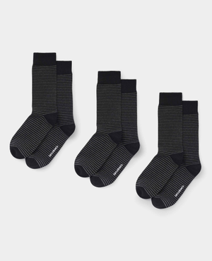 Grey Black Stripe Cotton Rich Three Pack Socks