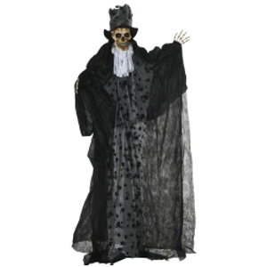 Outsunny 189cm Life Size Outdoor Halloween Decorations Ghost Bridegroom, Animated Prop Animatronic Decor with Sound and Motion Activated, Light Up Eyes, Howling Sound