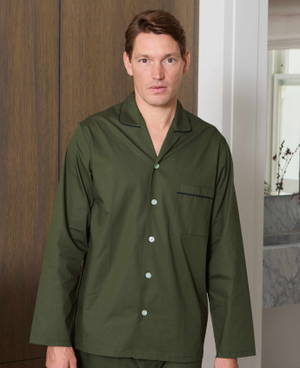 Khaki Cotton Piped Pyjamas [RTC]