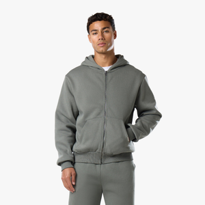 Relaxed Full Zip Hoodie | Khaki