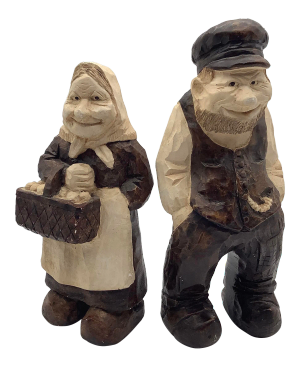 Vintage Signed Danish Chalkware Man and Women Figurines- a Pair