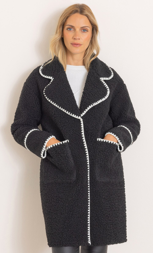 Button Up Fleece Jacket - Black
