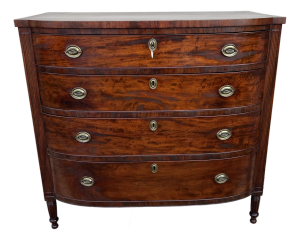 A Fine Antique Mahogany Sheraton Bow Front Chest of Drawers, Philadelphia, Circa 1810