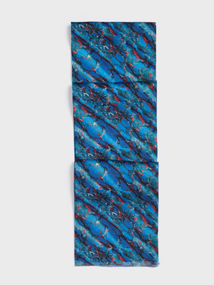 Blue & Red Marble Silk Scarf