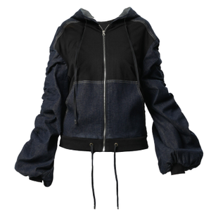Extravagant Denim Jacket With Gathered Sleeves (XXL)