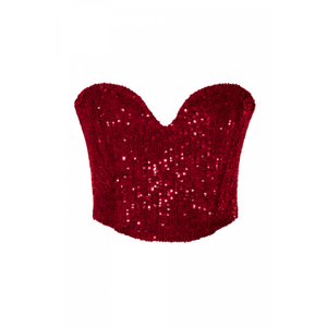Lara Brilliant Ruby Sequin Crop Corset (S)