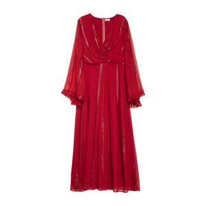 Long Red Dress With V-Neckline (XXL)