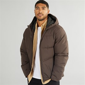 JACK & JONES Mens Brady Hooded Puffer Mulch