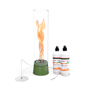Höfats SPIN air 1200 Tabletop Fireplace in Enamel Green with Bioethanol Fuel