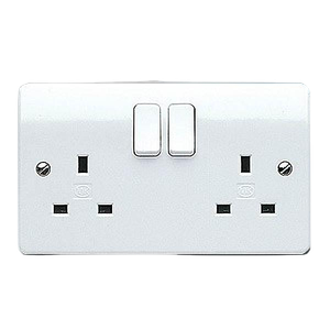 MK Electric K2747WHI Logic Plus White Moulded 2 Gang Double Pole Switchsocket 13A