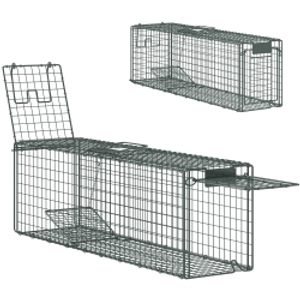 Outsunny Trampa para Animales Vivos 100x24x30 cm con 2 Puertas y Marco de Acero para Interior y Exterior Verde