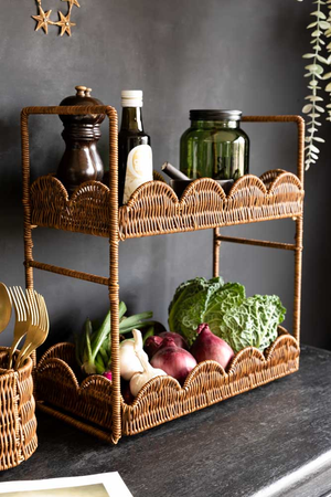 Rattan-Style Kitchen Storage Shelves