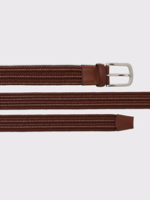 Chestnut Brown Elasticated Leather Woven Belt