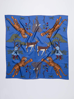 Blue Savannah Silk Square Scarf