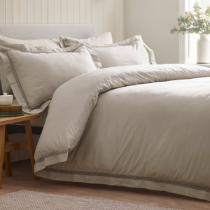 Catherine Lansfield Classic Lattice Lace Duvet Cover Bedding Set Natural