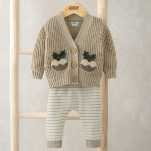 Mamas & Papas Christmas Little Pudding Knitted Outfit Set