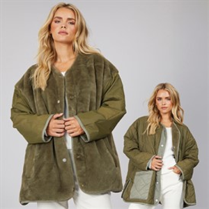 UGG® Womens Amilea Reversible Quilted Jacket Burnt Olive