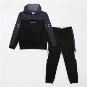 Brave Soul Boys Colour Block Tracksuit Dark Charcoal Marl/Black