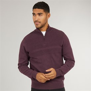 THREADBARE Mens Fox 1/4 Zip Jumper Plum