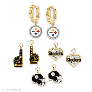 Pittsburgh Steelers Interchangeable Charm Hoop Earrings