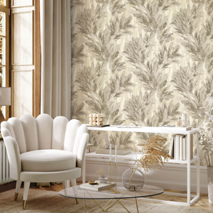 Vymura Gianni Feather Natural/Beige Metallic Wallpaper - M95694