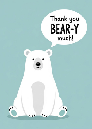 Illustrated Bear Thank You Beary Much Card