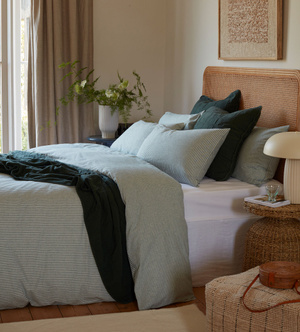 Teal Billy Stripe Brushed 100% Organic Cotton Duvet Cover