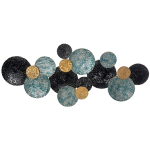 HOMCOM 3D Wall Decoration with Circles 121 cm x 4 cm x 53 cm Metal Blue + Black