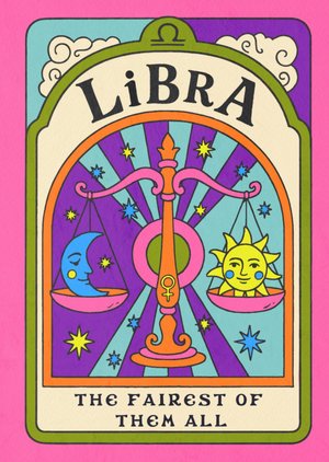 Libra Zodiac Astrology Retro Birthday Card