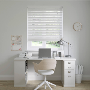 North Star Fine Grain White Faux Wooden Blinds 50mm: 1940mm x 1310mm Recess