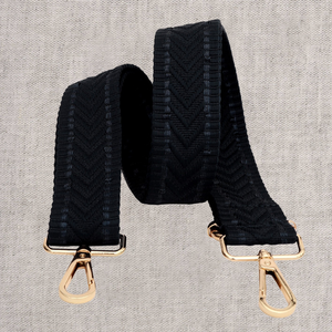 Sangle de sac chevrons avec mousquetons - Noir