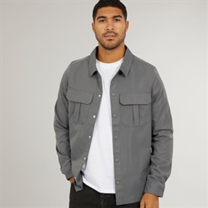 THREADBARE Mens Porter Shacket Slate